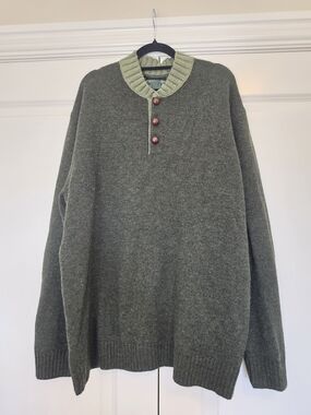 WOOLRICH KENNEBECK SHETLAND 100% WOOL HENLEY SWEATER XXL NWT OLIVE